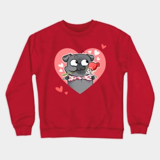 Valentine Rose - black pug Crewneck Sweatshirt